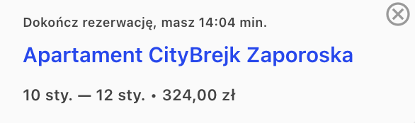 Licznik czasu na dokończenie rezerwacji apartamentu