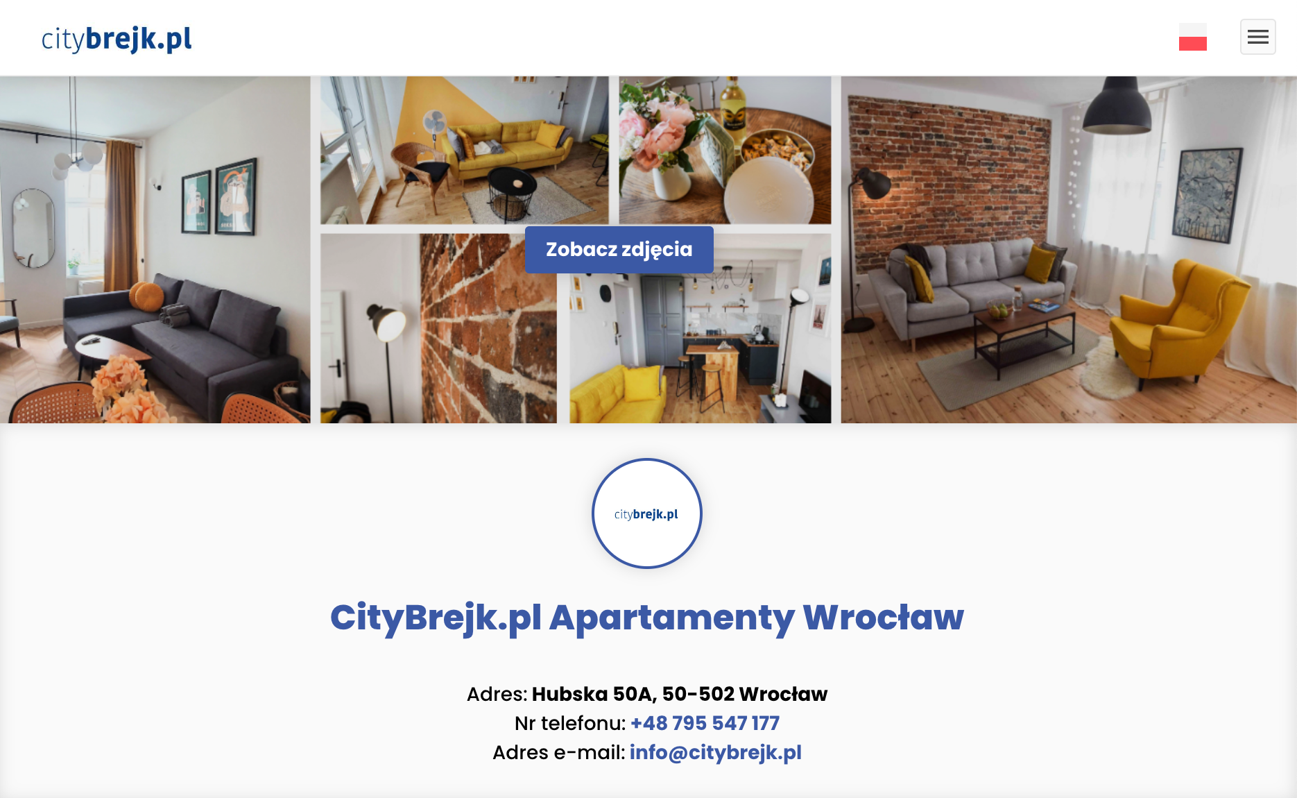Strona apartamentów CityBrejk.pl zbudowana w Bookable